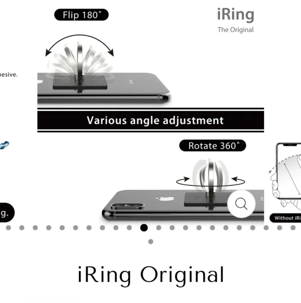 iRing Cellphone Grip and Kickstand, Silver, NiB